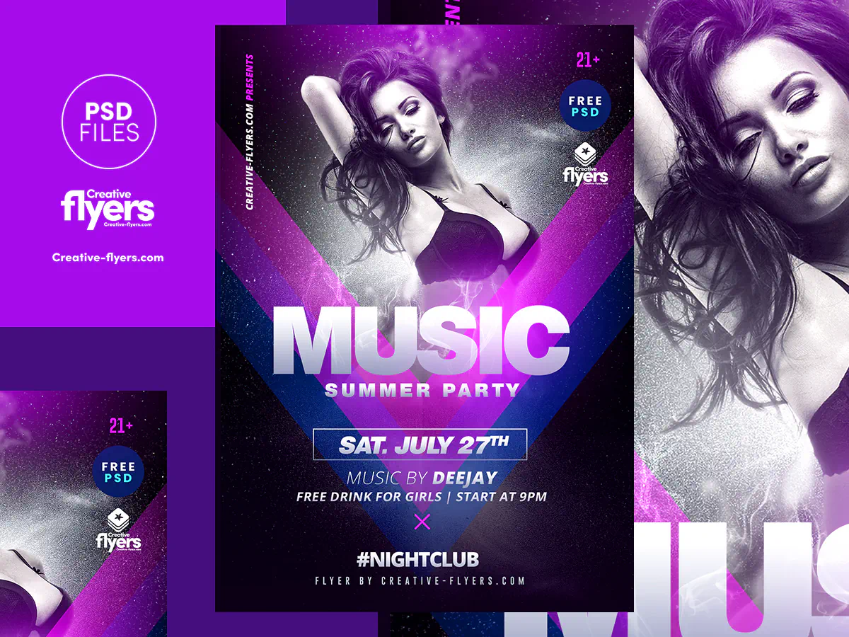 Free Electro Summer Party PSD Download - Creative Flyers