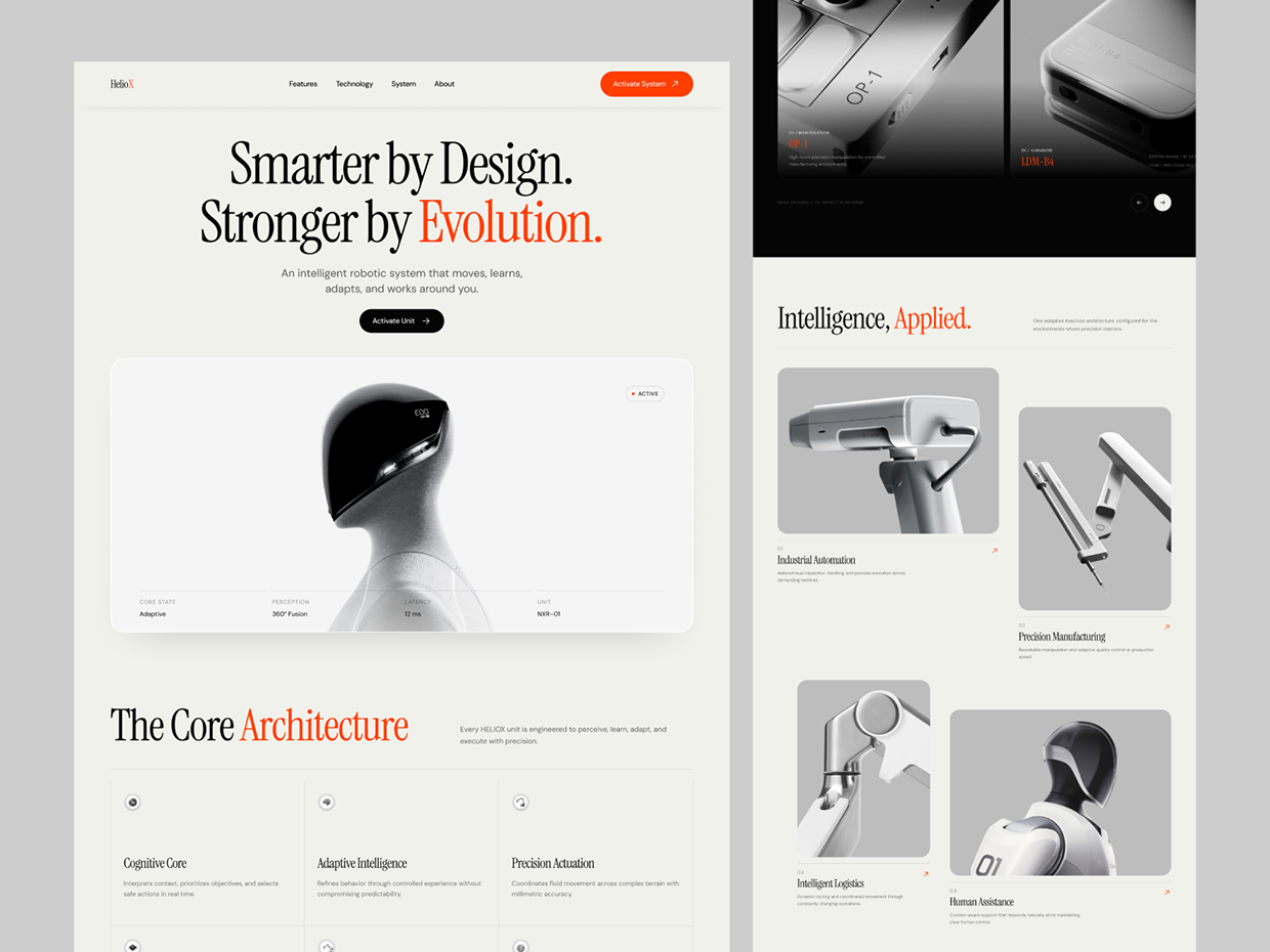 HelioX - AI Robotic Company Website UI/UX Design Image 2