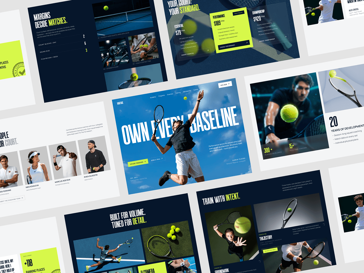 VANTAGE - Tennis Website UIUX Design Image 1