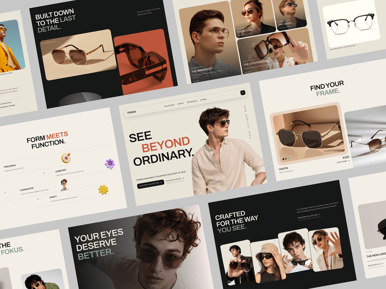 FOKUS - Eyewear Ecommerce Website UIUX Design Image 1