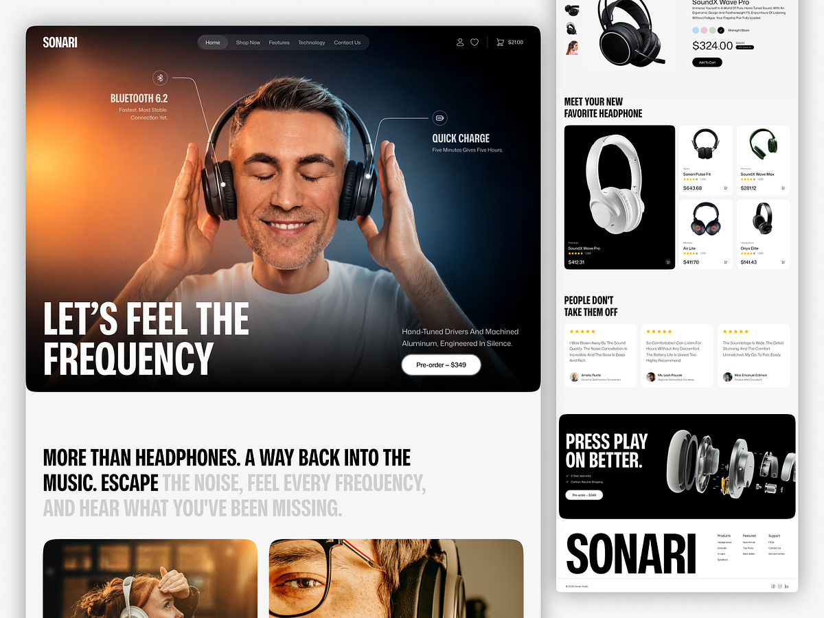 Sonari — Headphone E-Commerce Landing Page