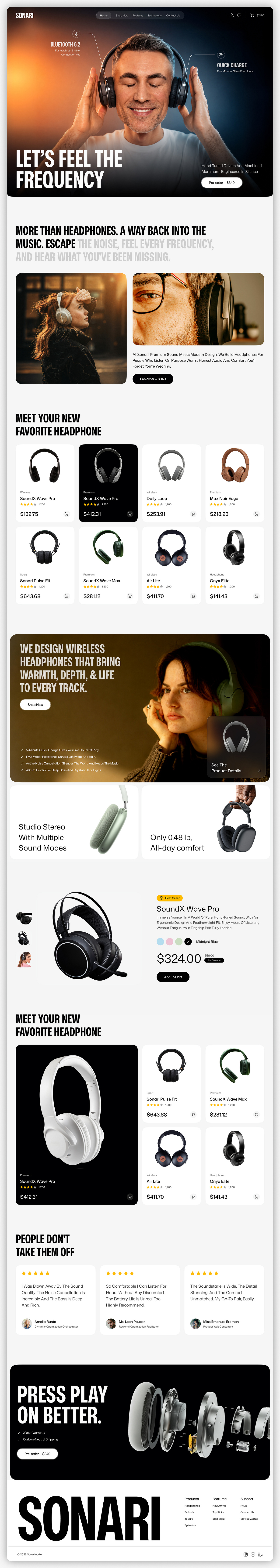 Sonari — Headphone E-Commerce Landing Page Image 1
