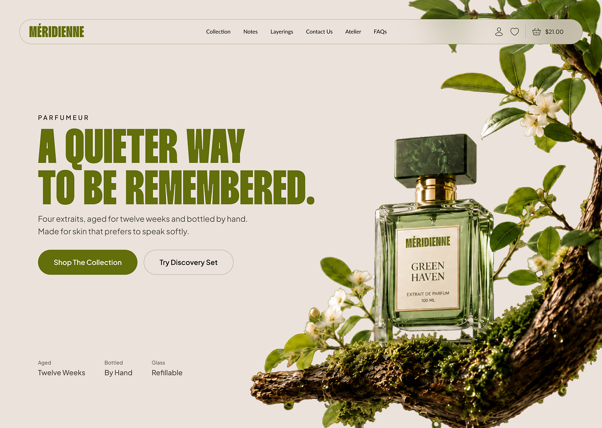 Méridienne - Calm Luxury Perfume Landing Page Image 1