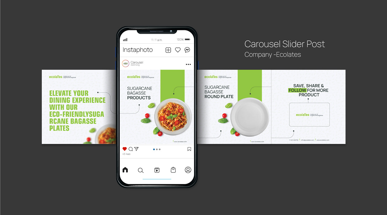 Eco-Friendly Carousel Design for Ecolates – Sugarcane Bagasse Products