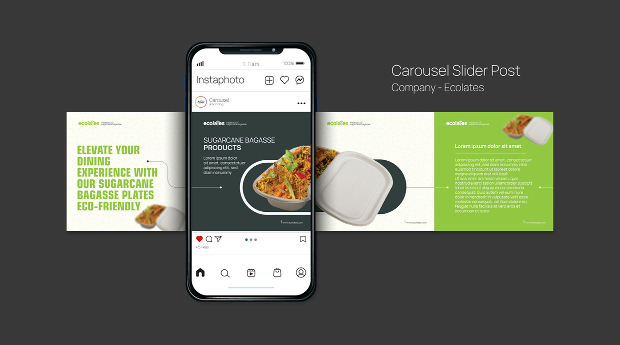 Eco-Friendly Carousel Design for Ecolates – Sugarcane Bagasse Products Image 1