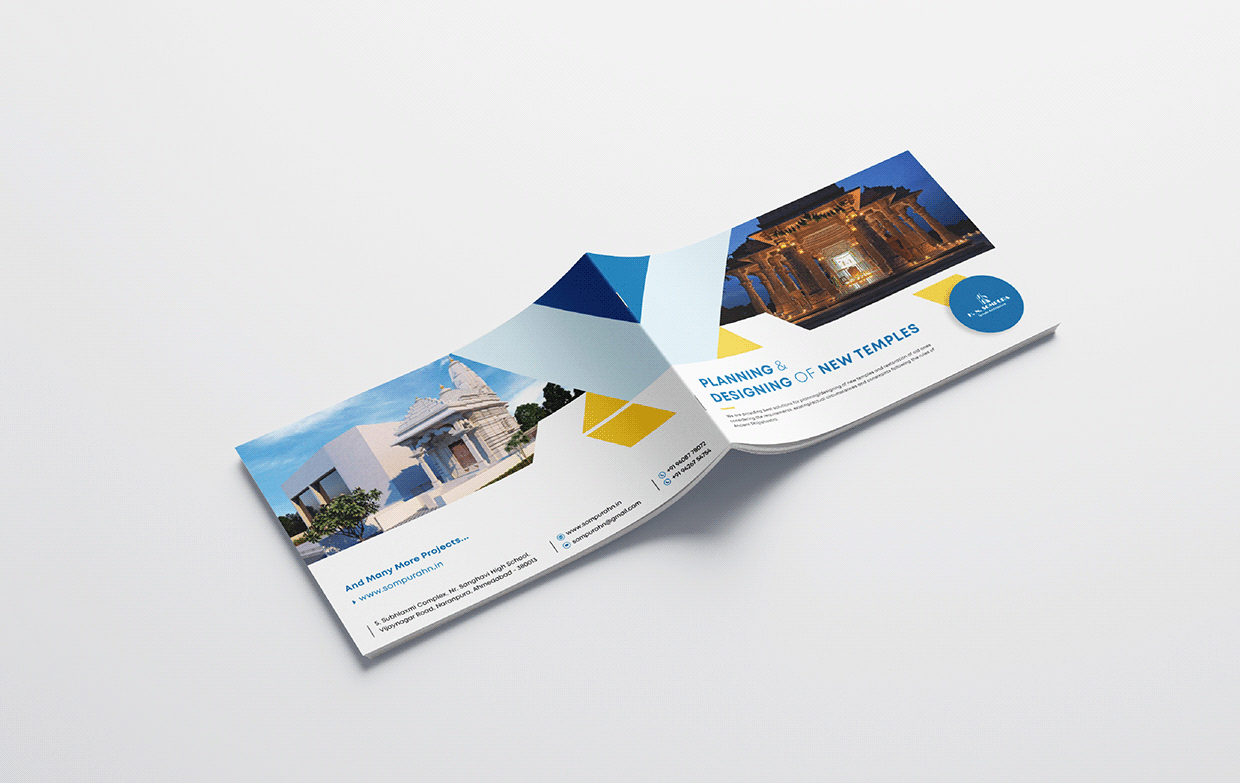 Temple Planning & Architectural Brochure Design – Sompuram Group. N. Sompura Brochure Design and Mockup Design