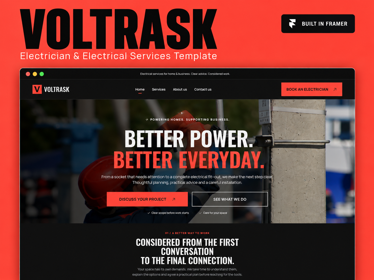 Voltrask — Website Template for Framer by Oleksandr Izmailov on Muzli