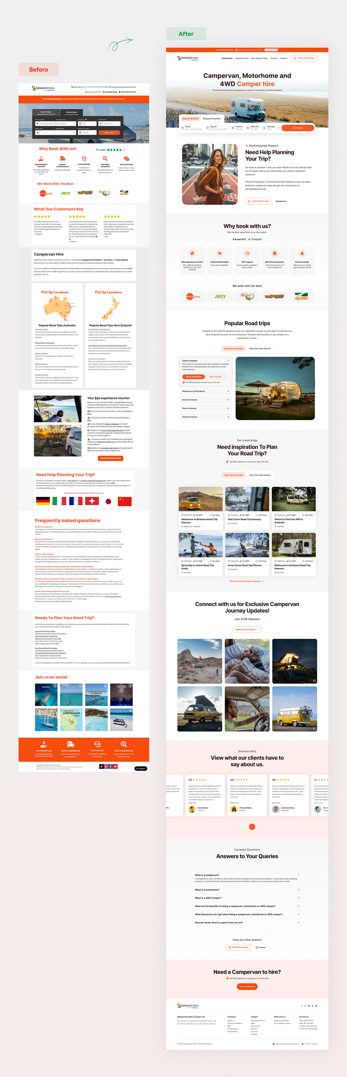 Campervan Hire Website Redesign – Before & After Image 0