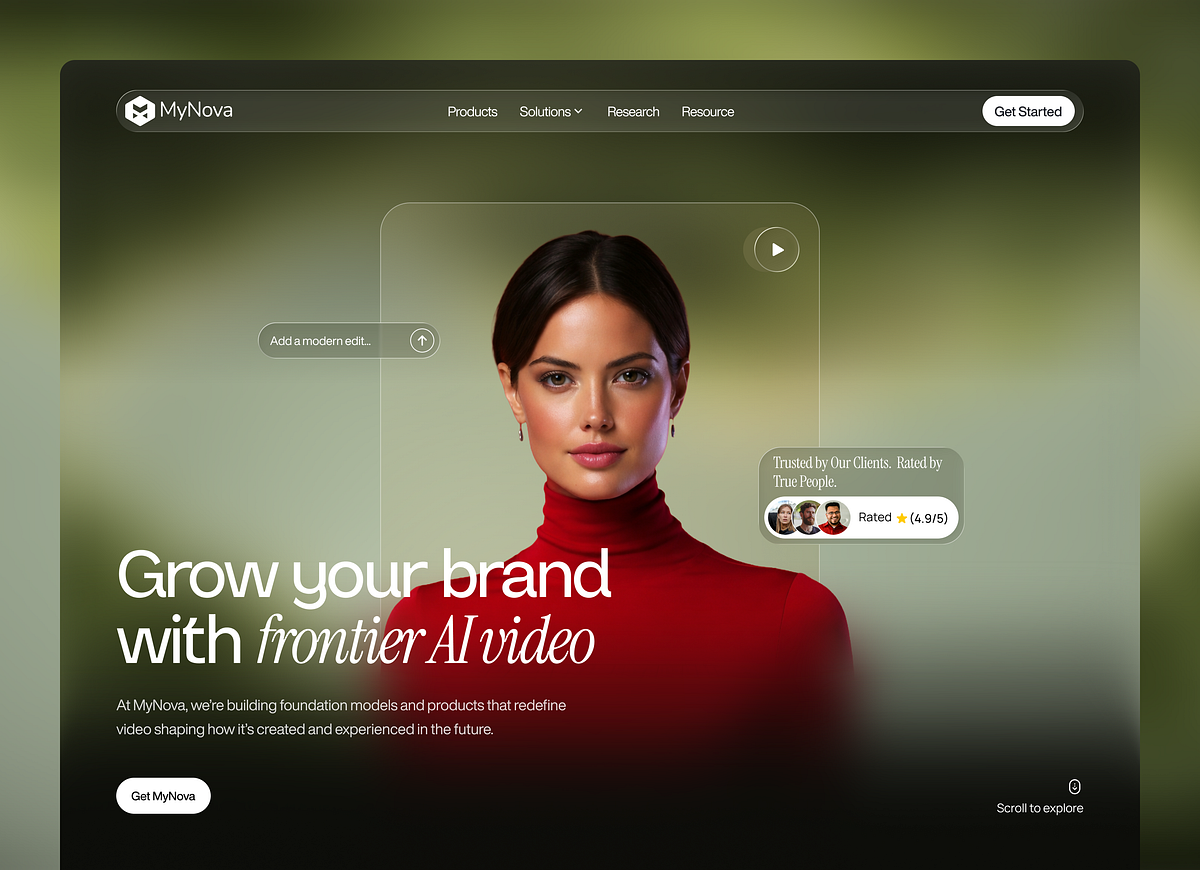 Website for a Frontier AI Video Brand ✲ MyNova
