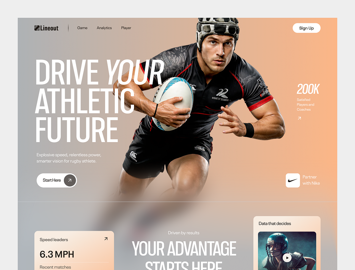 Website for a Sports Product ✲ Lineout
