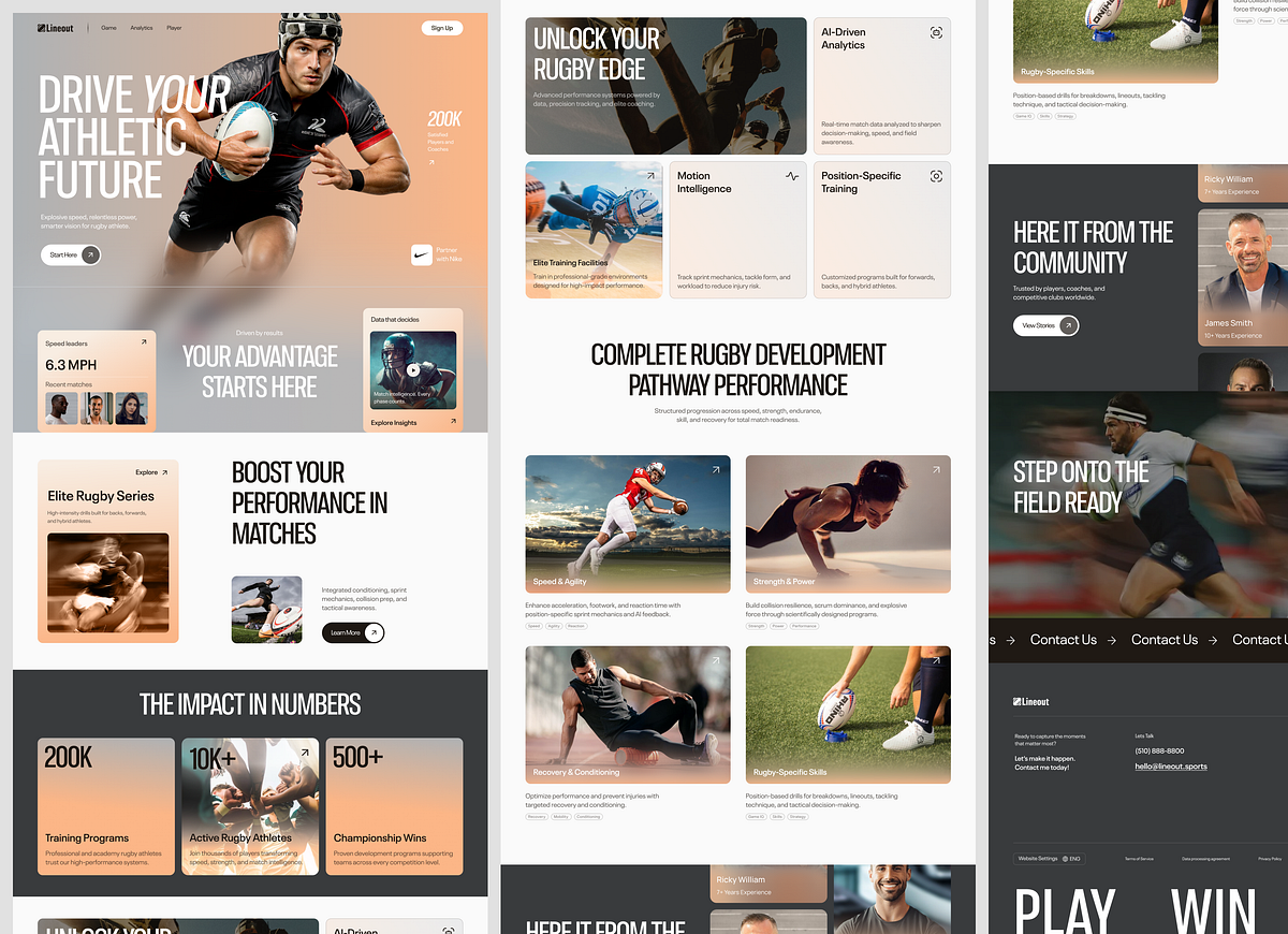 Website for a Sports Product ✲ Lineout