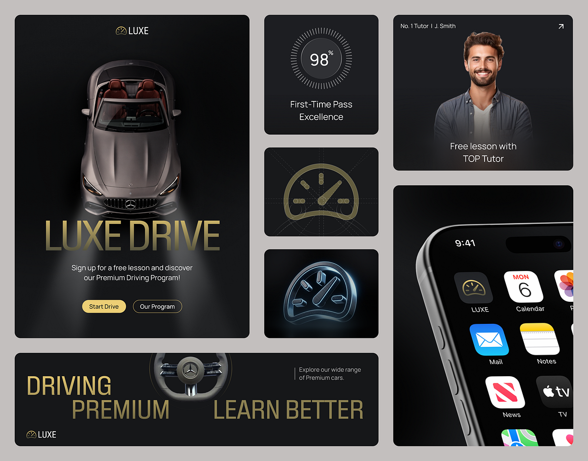LUXE Luxury Driving School Branding