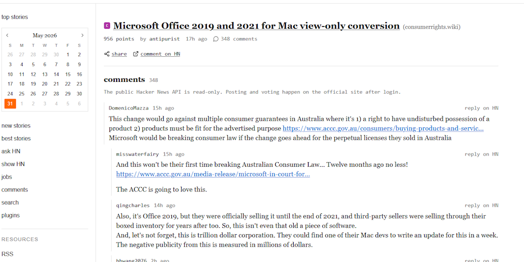 HN Reader: Browse Hacker News and clip articles directly to Obsidian | Product Hunt
