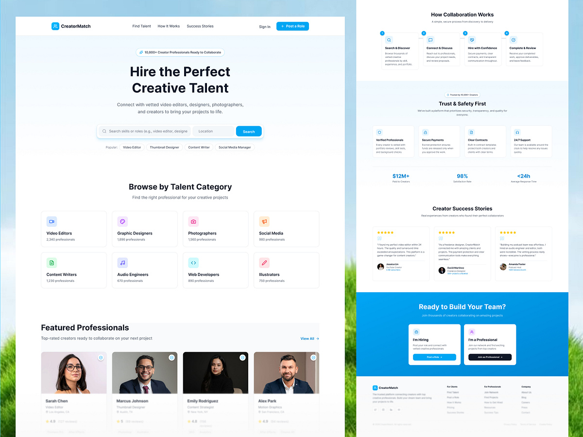 Creative Talent Platform Website Design