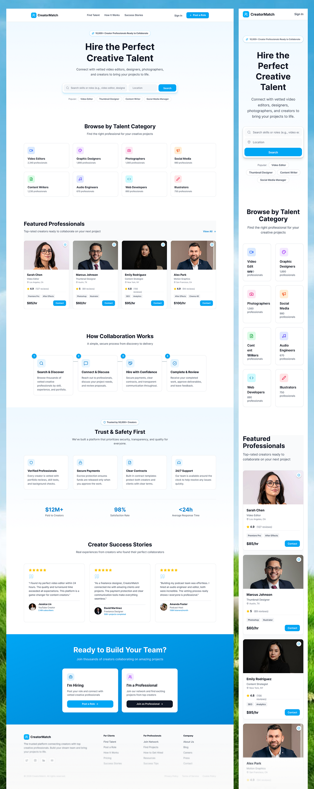 Creative Talent Platform Website Design Image 1