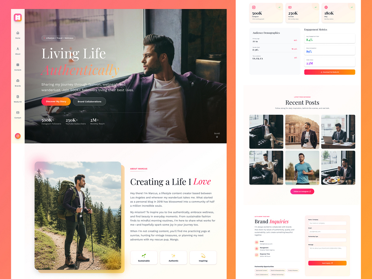 Lifestyle Influencer Website Design