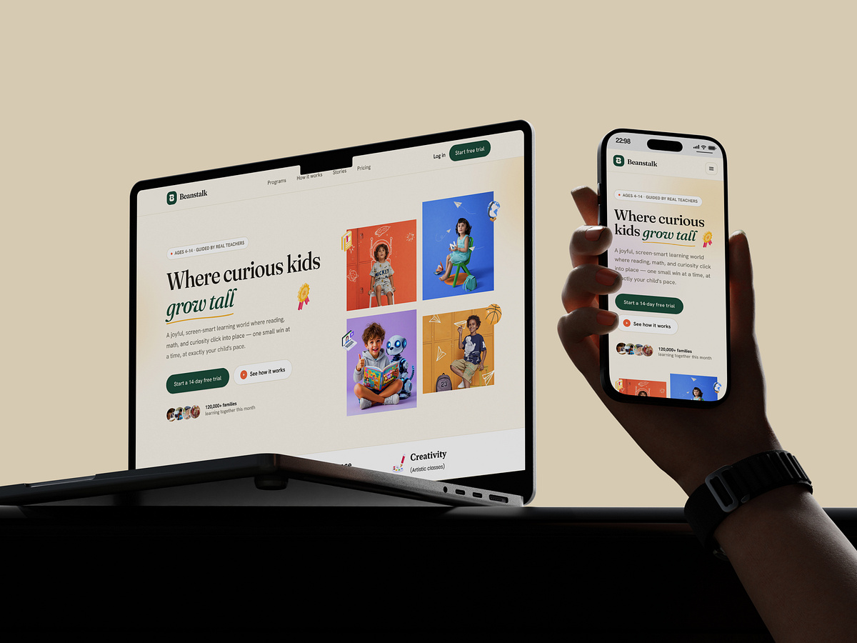 Beanstalk — Kids School Website UI/UX Image 3