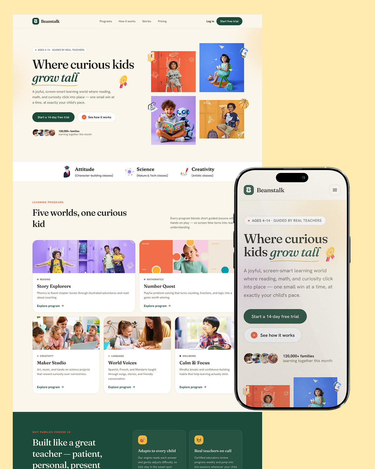Beanstalk — Kids School Website UI/UX Image 7