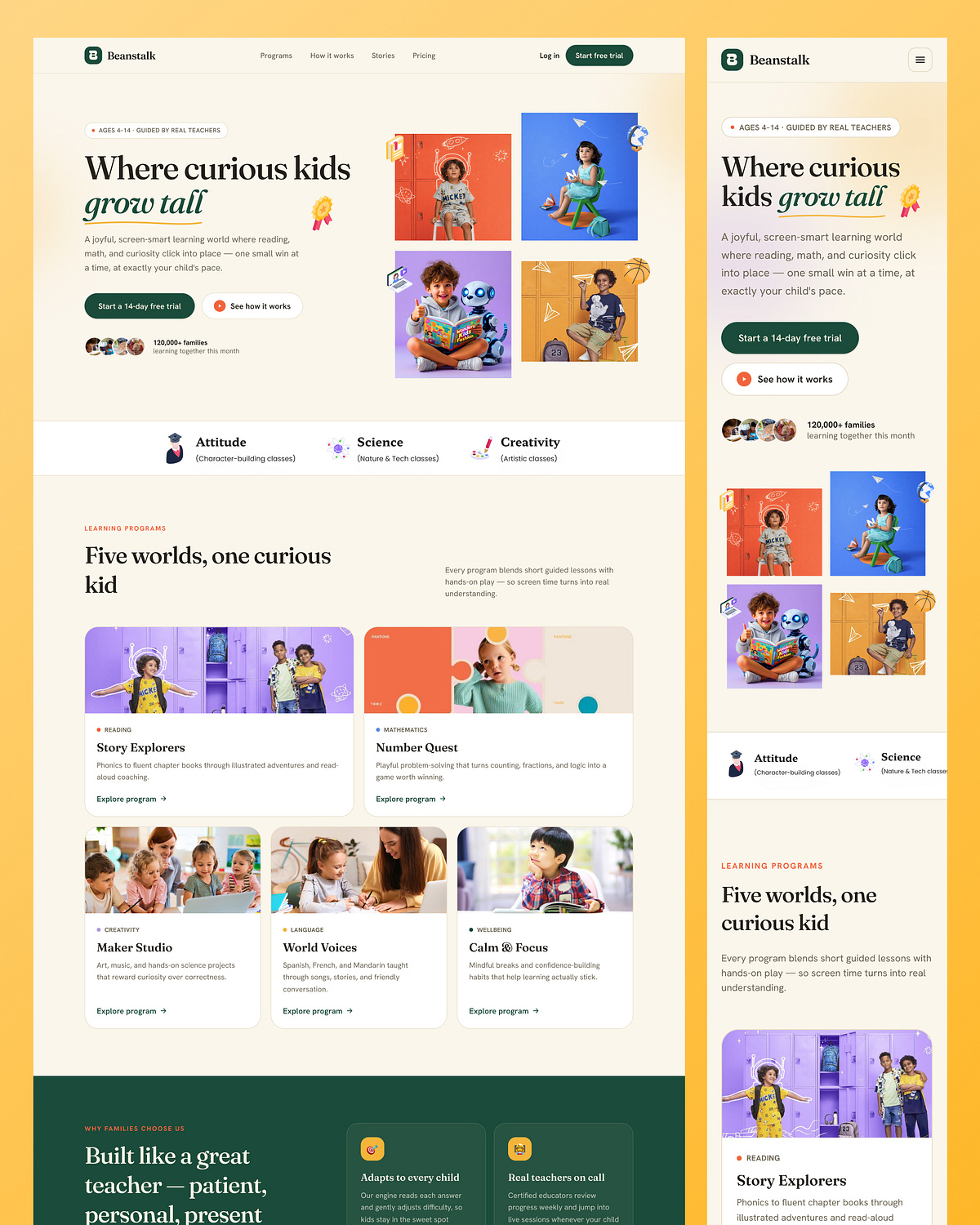 Beanstalk — Kids School Website UI/UX Image 9