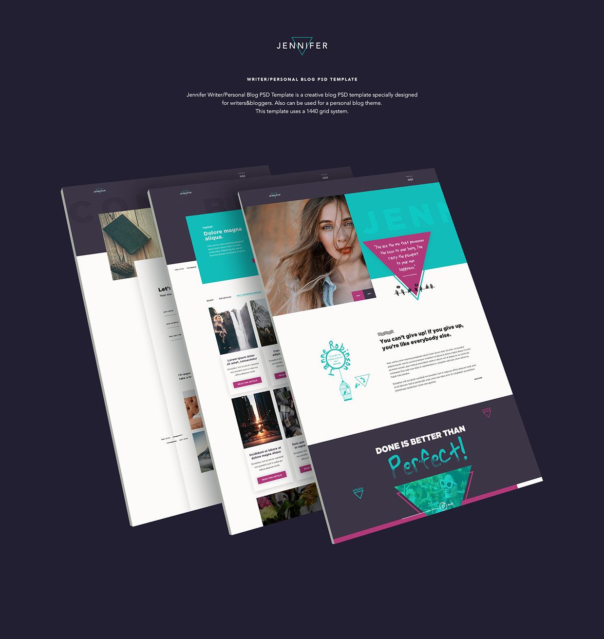 Jennifer Writer Blog PSD Template