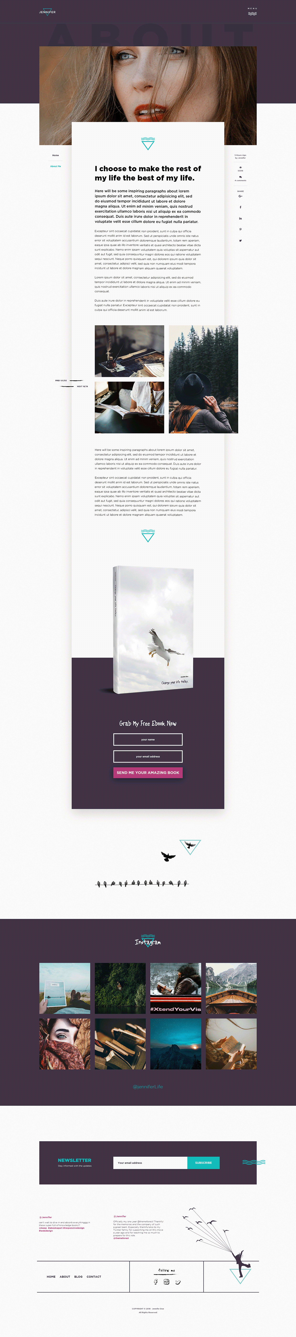 Jennifer Writer Blog PSD Template Image 3
