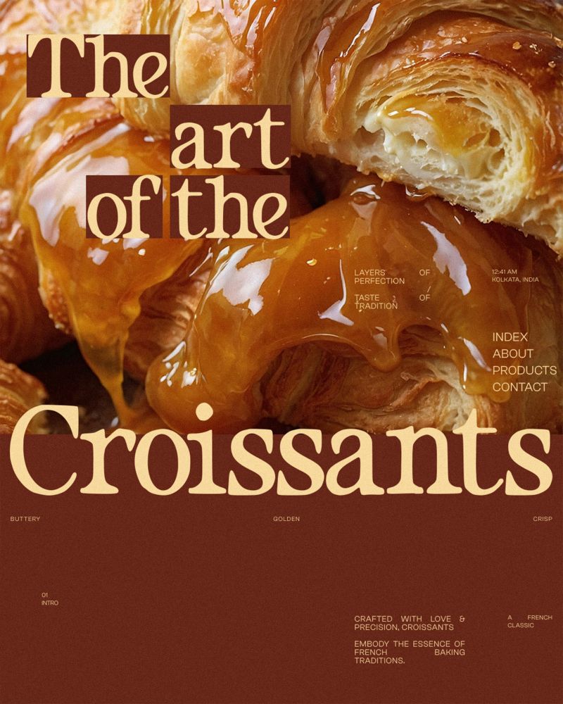 Editorial layout celebrating the art of the croissant. | Alprav Design - Brand Identity Designer