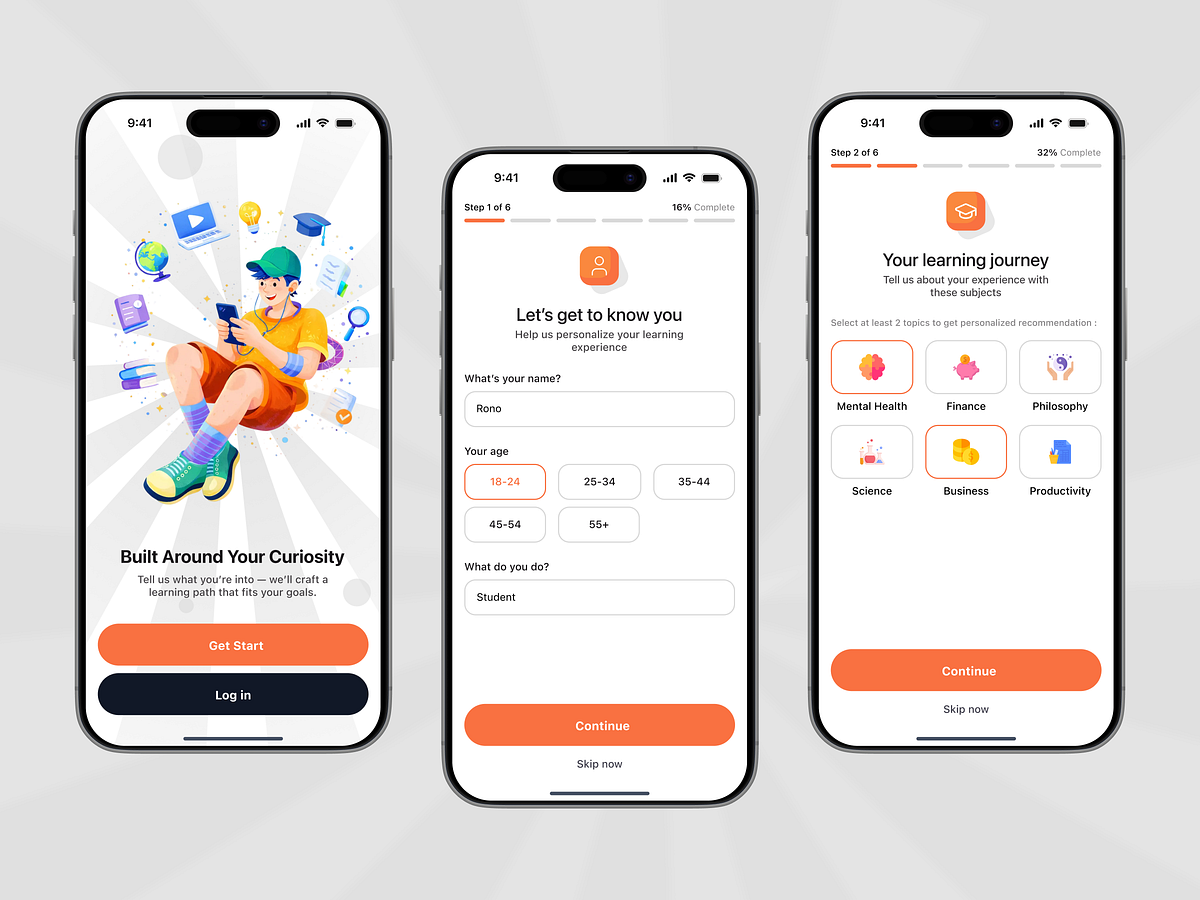 E-learning App - Onboarding  Screens