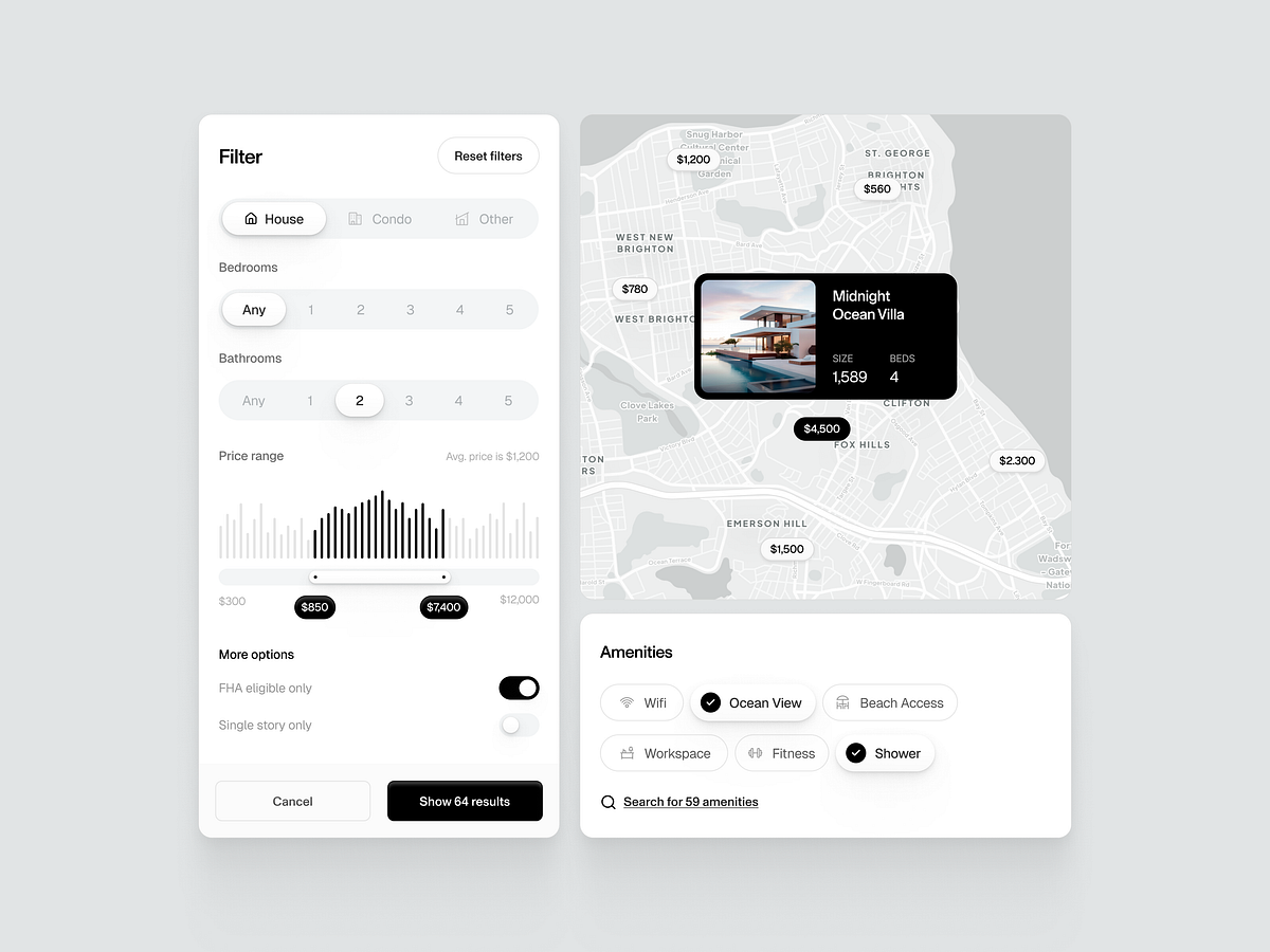 Filters and sort components for real estate platform Image 1