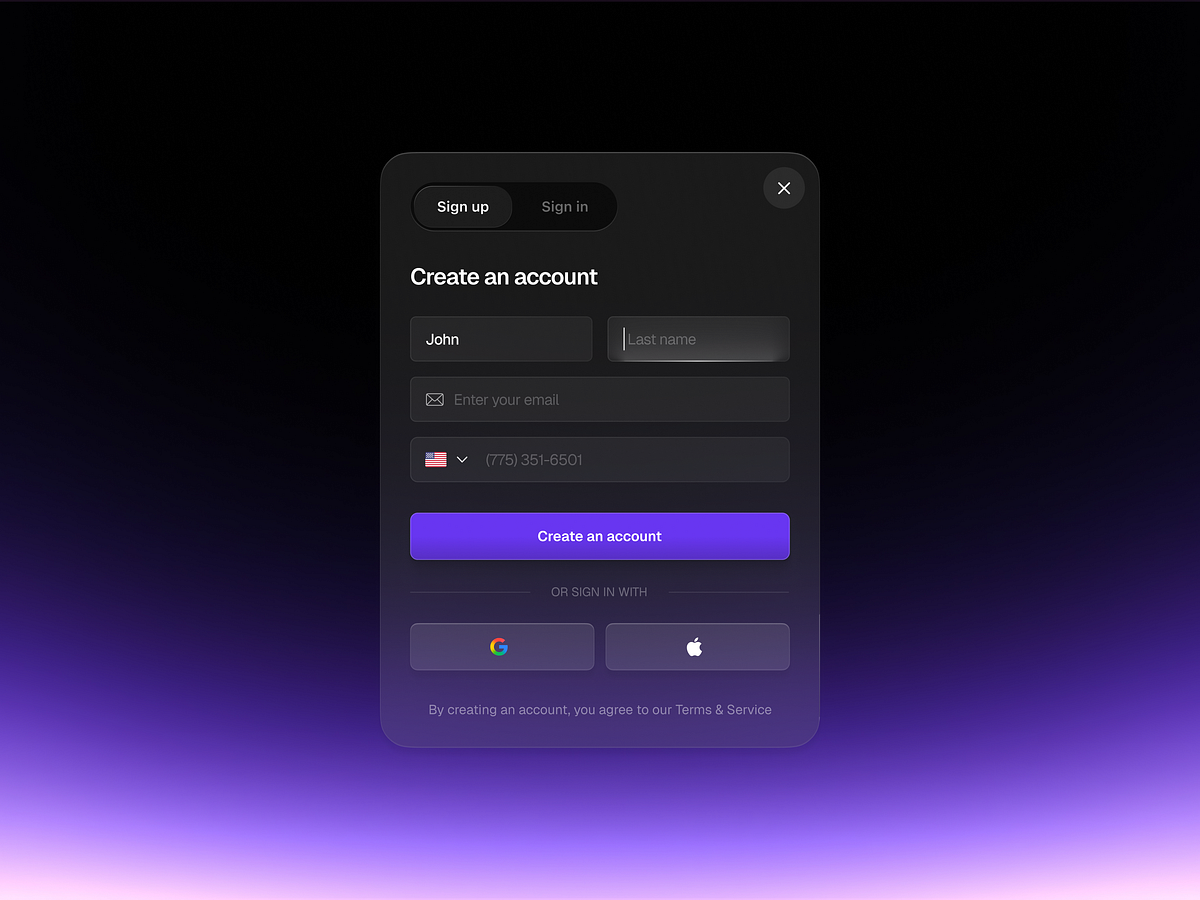 Sign up sing in login registration modal screen Image 1