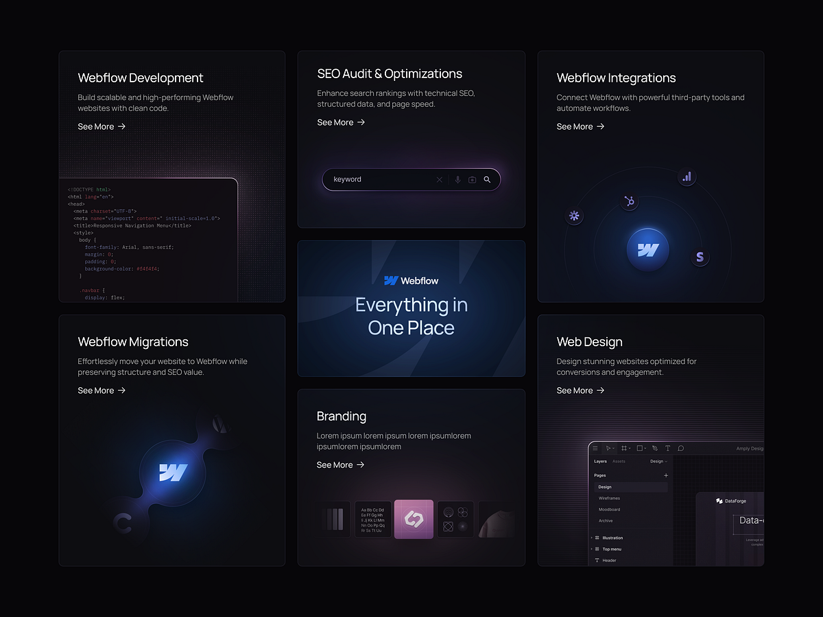 Animated bento grid landing features list page Image 0