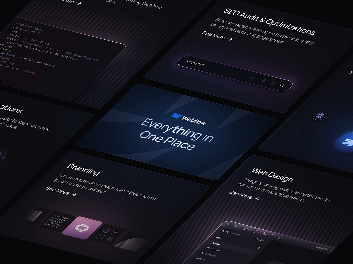 Animated bento grid landing features list page Image 1