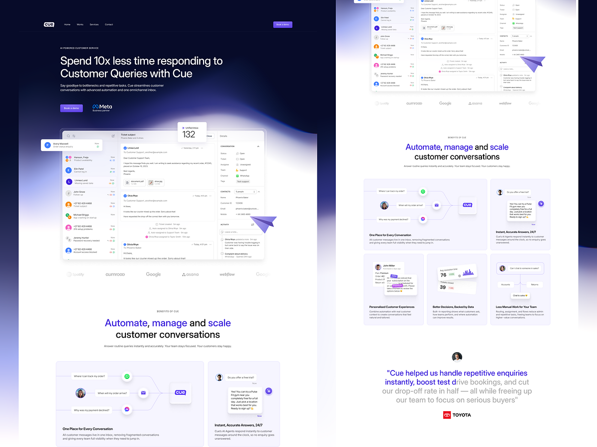 Homepage landing page design