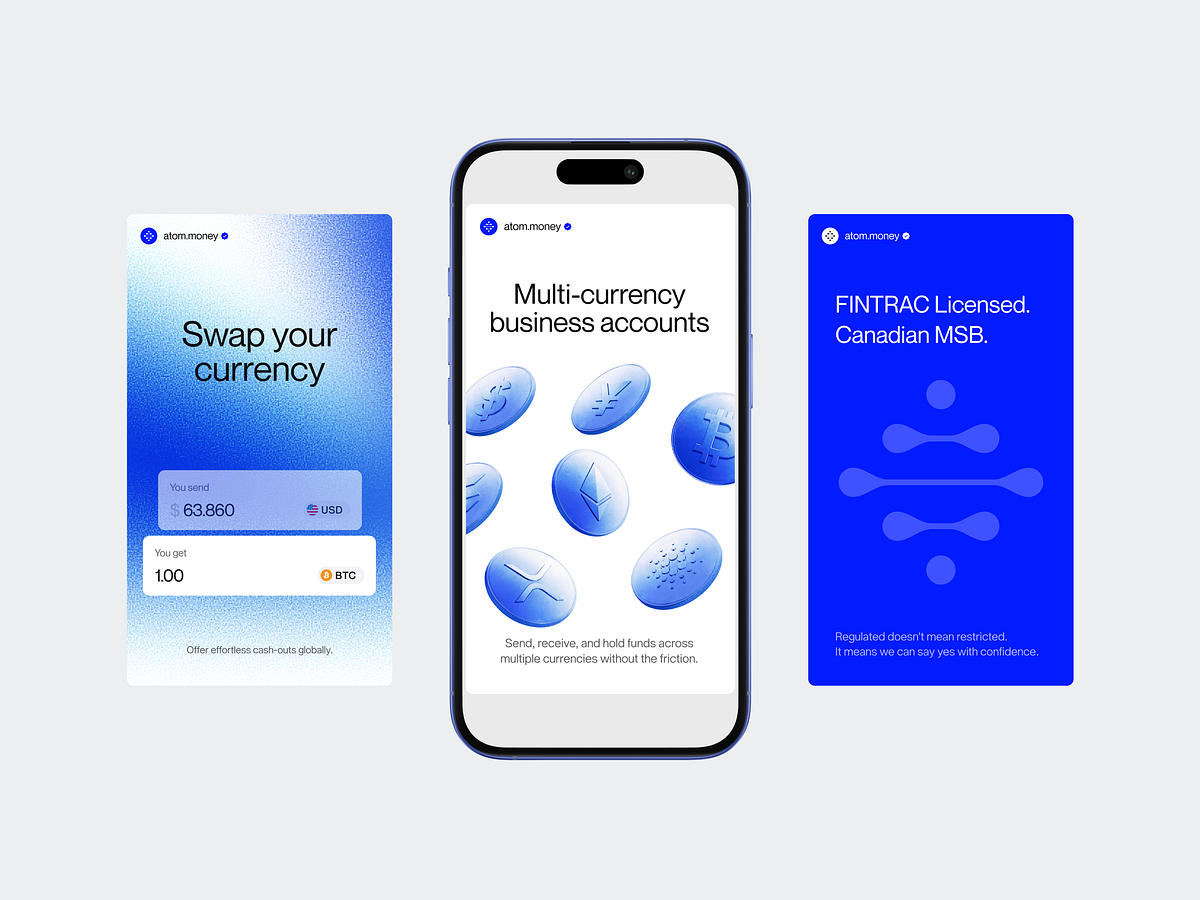 Branding system bento grid for fintech startup Atom Image 1