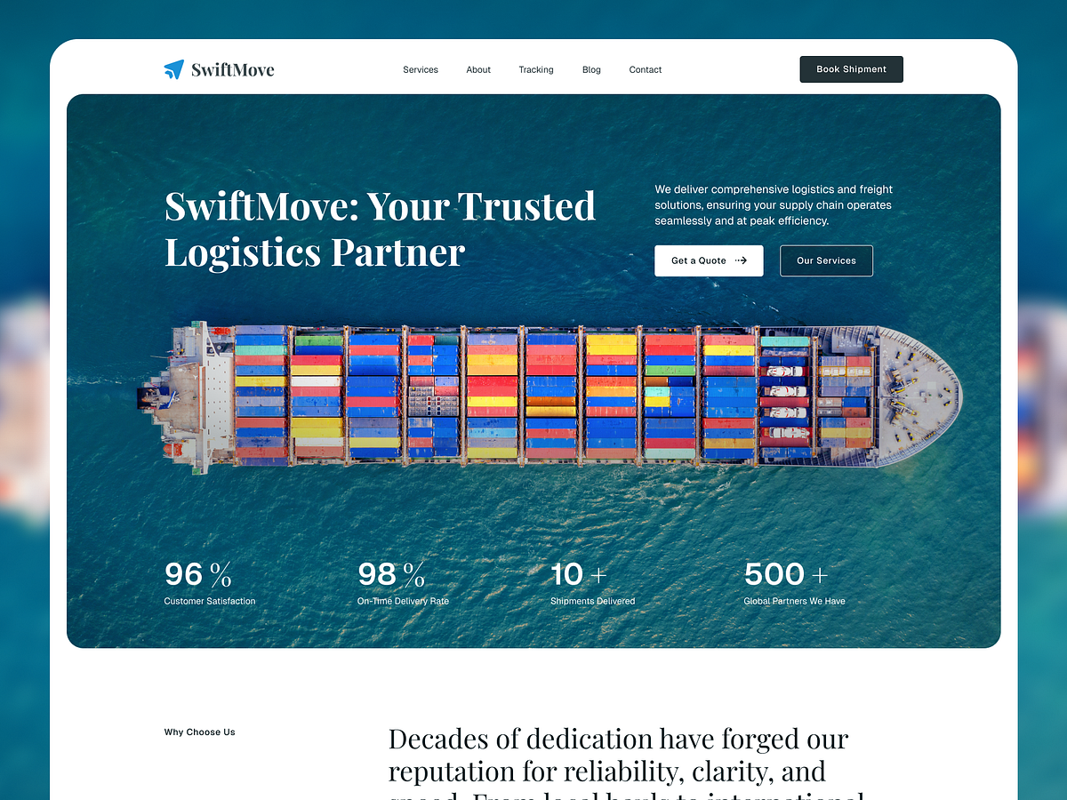 SwiftMove Logistics Company Web Design Landing Page