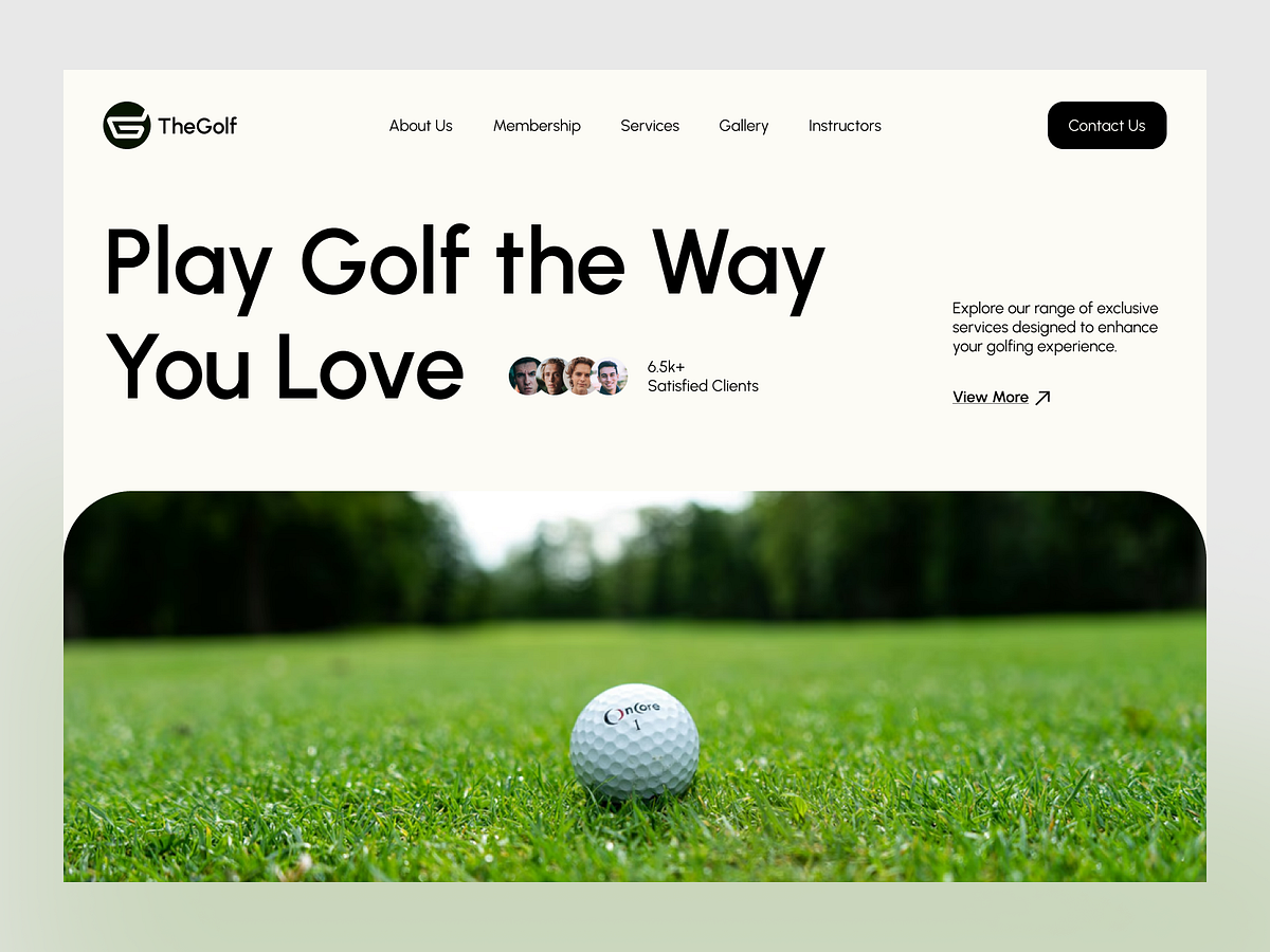 Golf Website UI Design - Hero Section