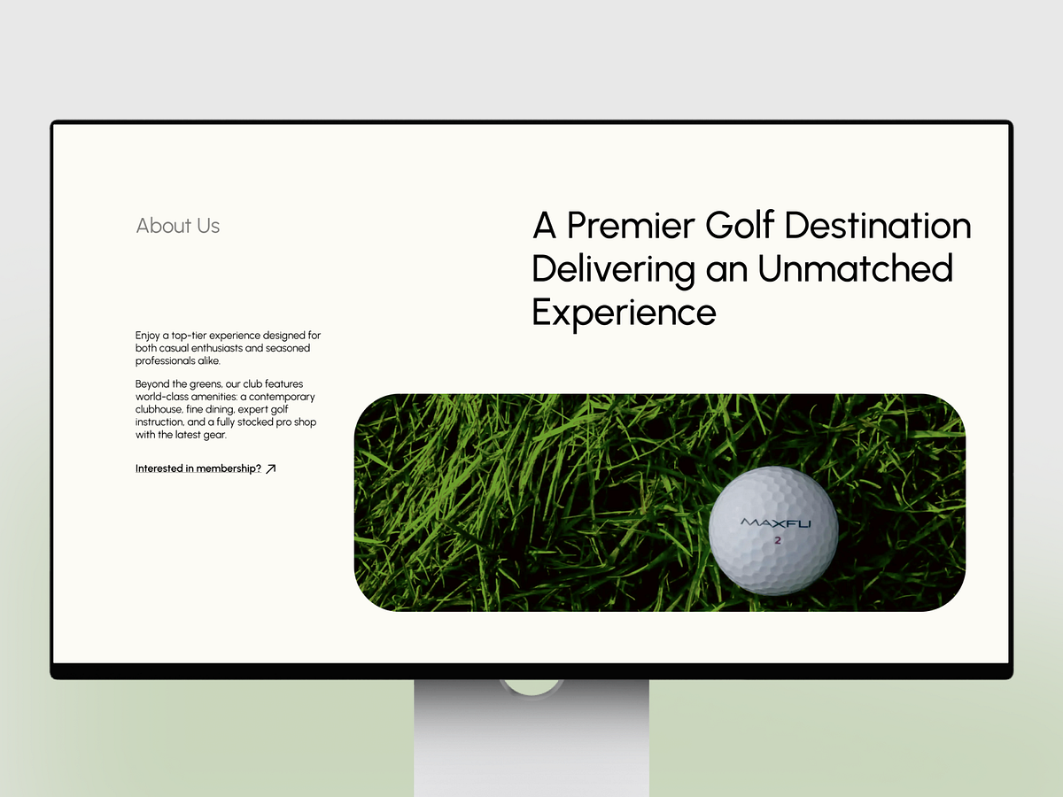 Golf Website UI Design - Hero Section Image 1