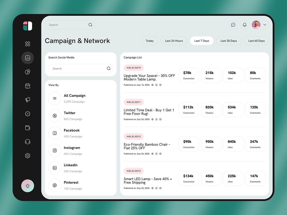 Ads Manager Dashboard UI Design Image 1