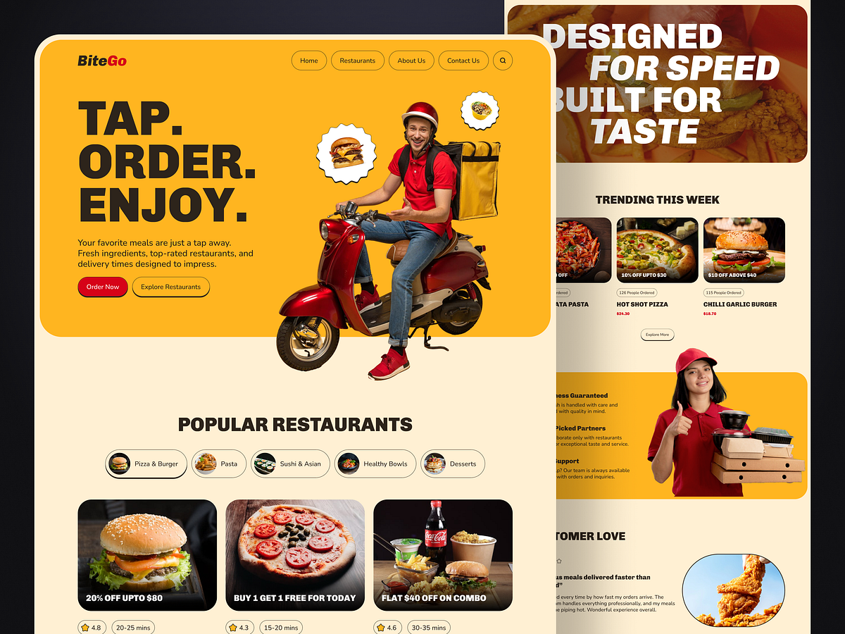 BiteGo - Food Delivery Landing Page