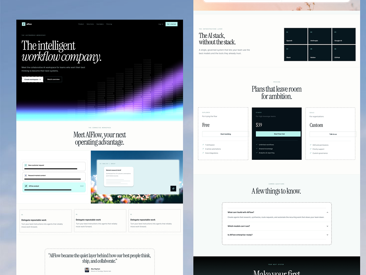 AIFlow — Premium AI SaaS Landing Page
