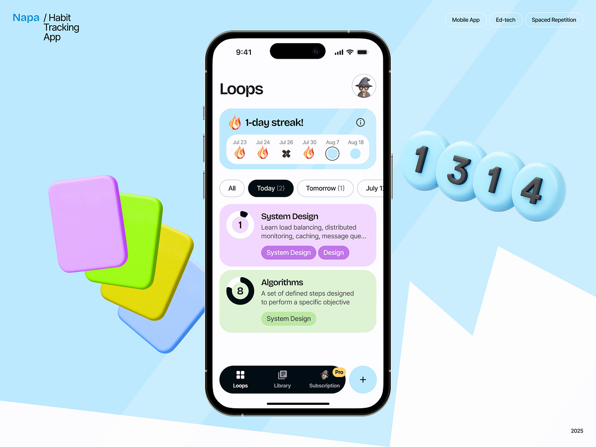 Loops, Levels & Subscriptions — Napa Habit Tracking Mobile App