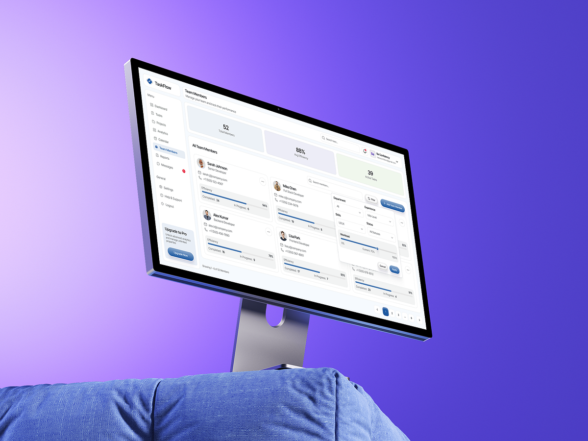 TaskFlow - Team Management & Performance Dashboard UIUX Image 5