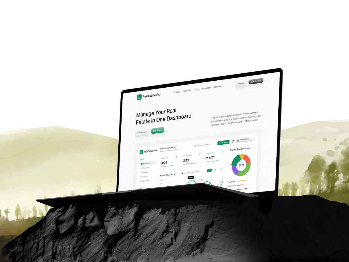 RealEstate Pro — Property Management SaaS Website UI/UX Image 1