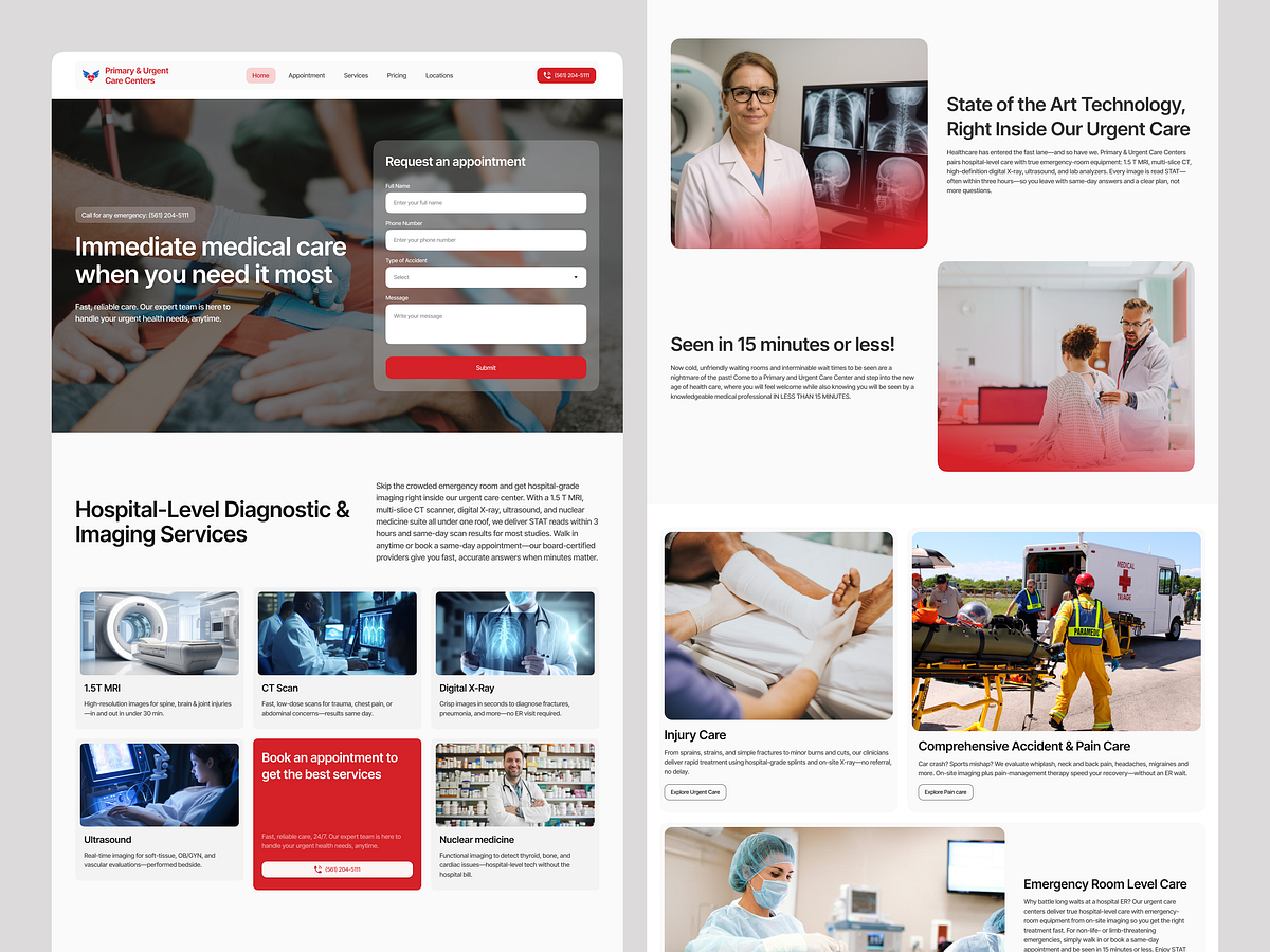 Urgent Care Center Website Redesign – Landing Page Image 0