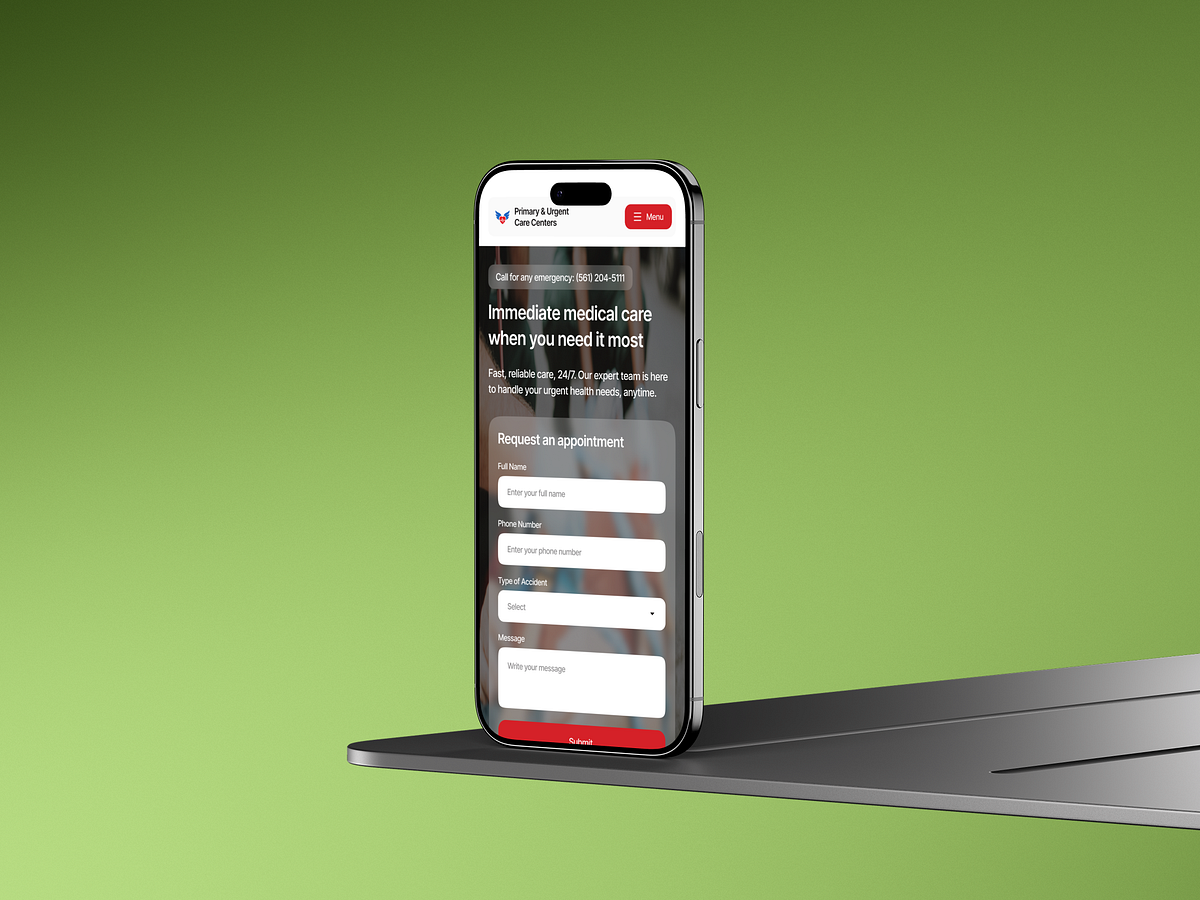 Urgent Care Center Website Redesign – Landing Page Image 2