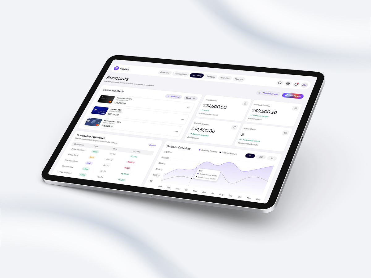 Finexa – Accounts Dashboard UIUX Design Image 0