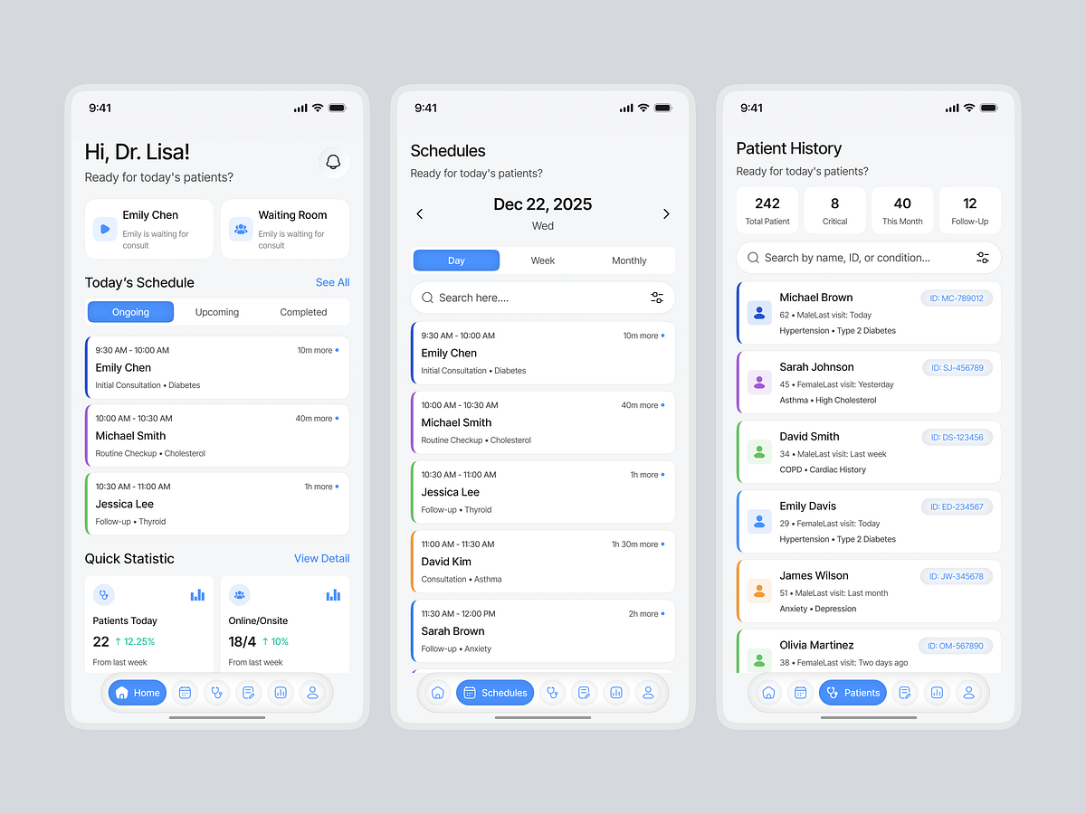 Healthcare Mobile App UIUX Design | Doctor Dashboard