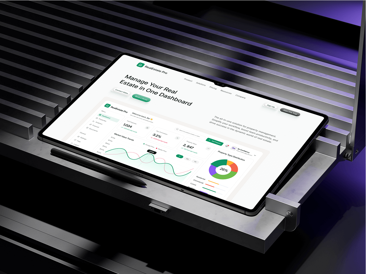 RealEstate Pro — Property Management SaaS Website UI/UX | SaaS Image 3