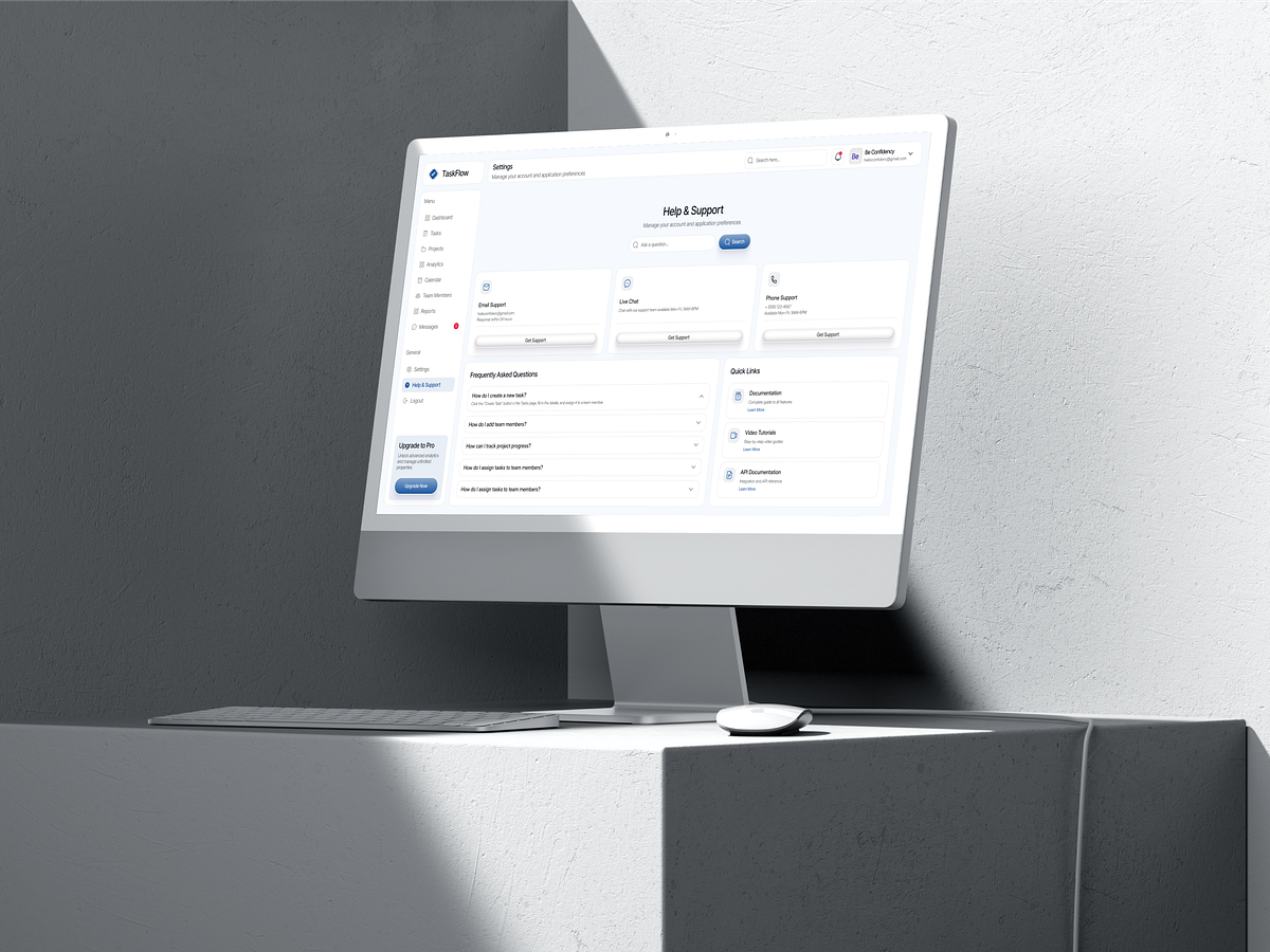 TaskFlow - Help & Support Dashboard UIUX | SaaS Image 0
