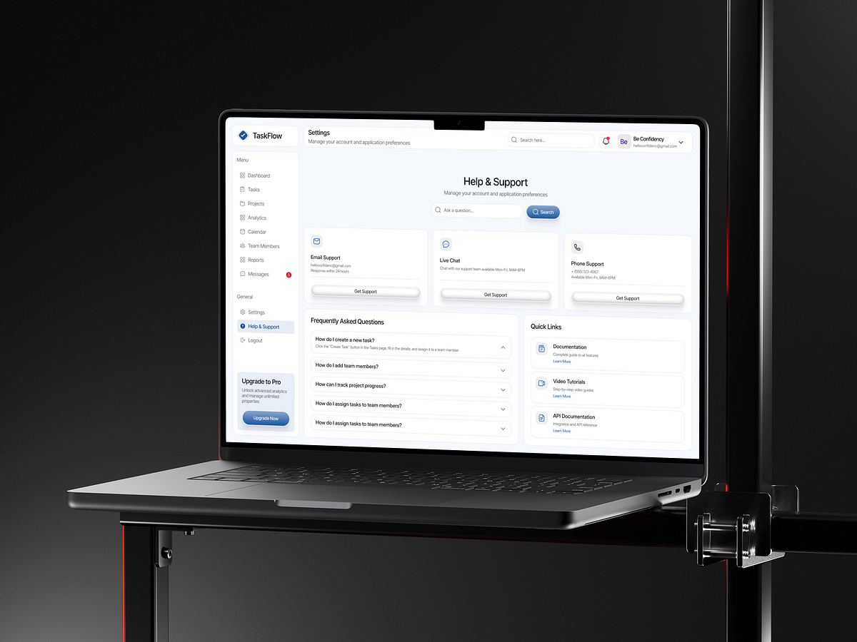 TaskFlow - Help & Support Dashboard UIUX | SaaS Image 1