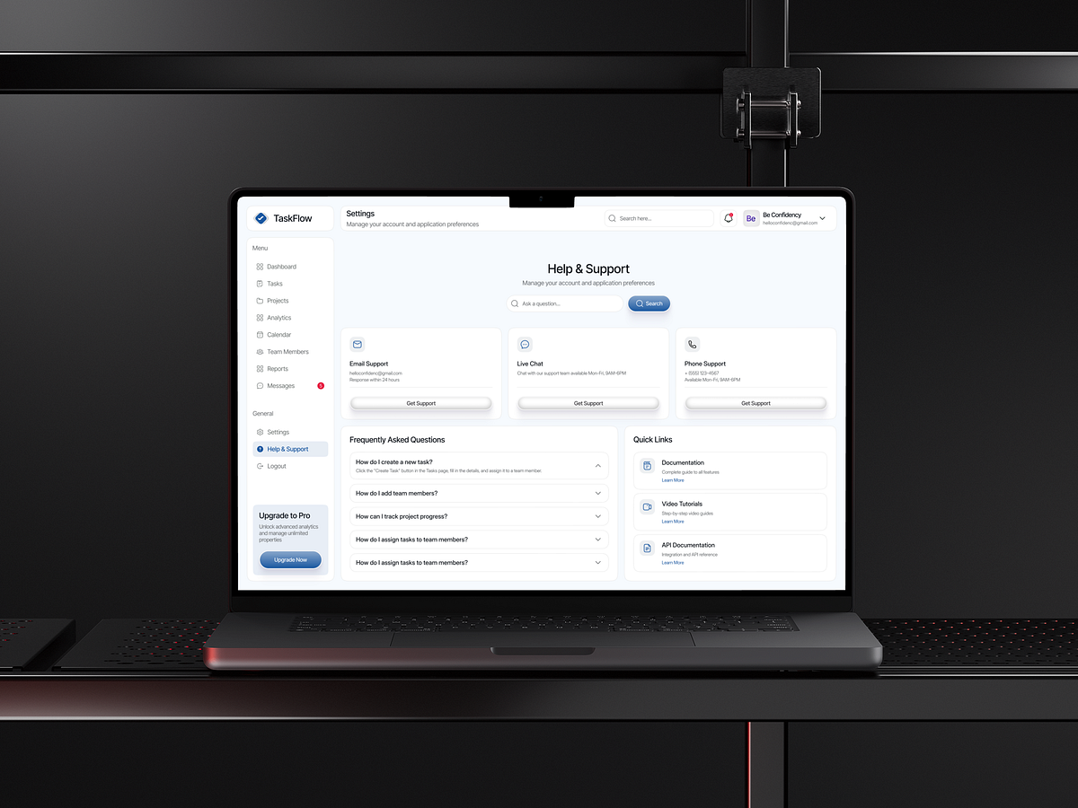 TaskFlow - Help & Support Dashboard UIUX | SaaS Image 2